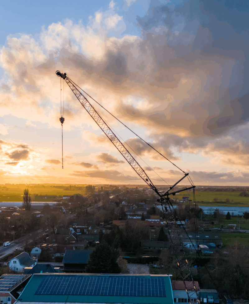 SANY SCE 1350A‑EV elektrische rupskraan in actie met 76 m boom